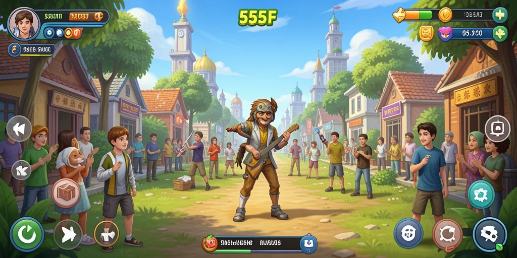 Screenshot utama 555F menampilkan gameplay simulasi yang menarik.
