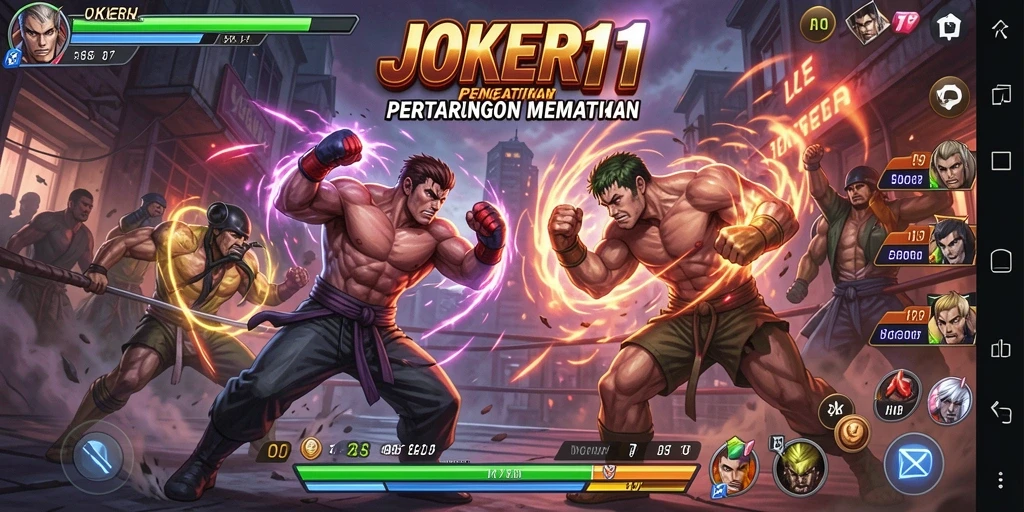 Tampilan gameplay JOKER11 menampilkan pertarungan seru antara karakter yang beraksi.