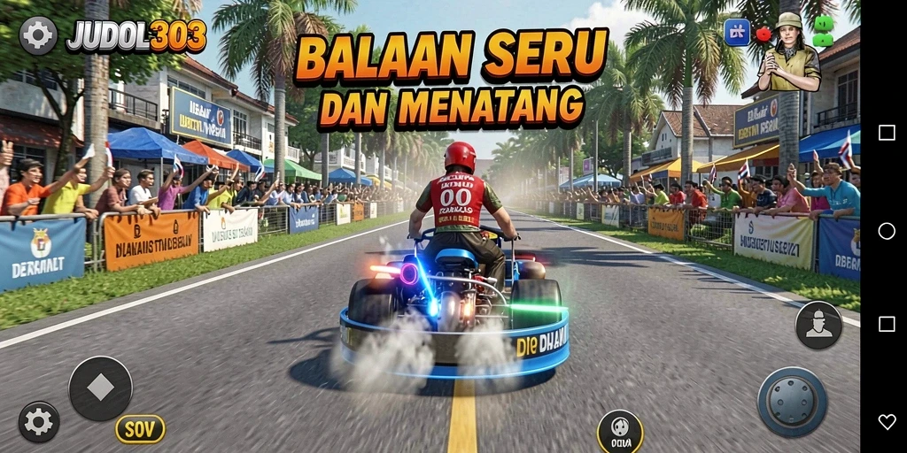 Screenshot gameplay JUDOL303 menampilkan balapan yang mendebarkan.