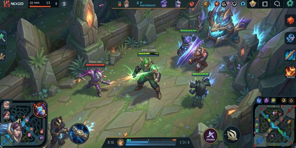 Gameplay seru di NEXGID dengan tim yang bekerjasama.