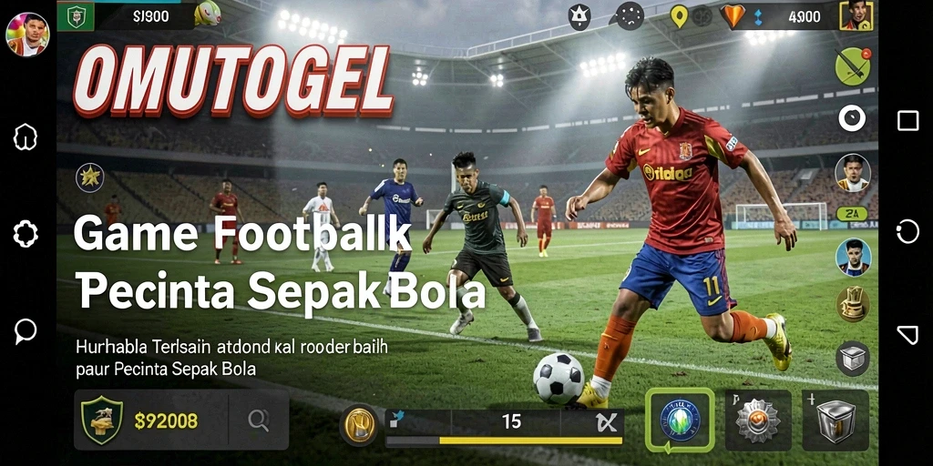 Screenshot gameplay OMUTOGEL yang menampilkan pertarungan seru sepak bola.