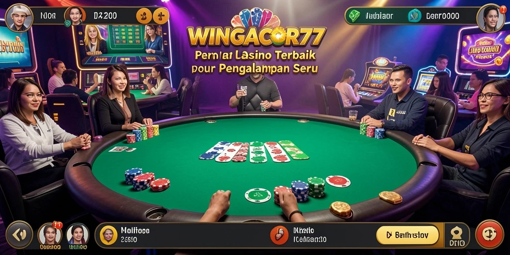 Screenshot utama WINGACOR77 menampilkan dealer langsung di meja permainan.